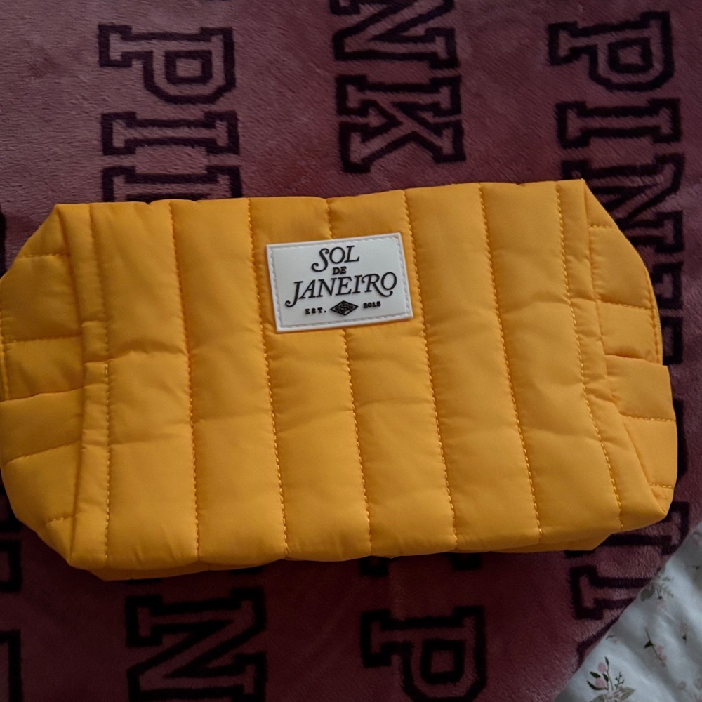 Sol de Janeiro Yellow Quilted Pouch large